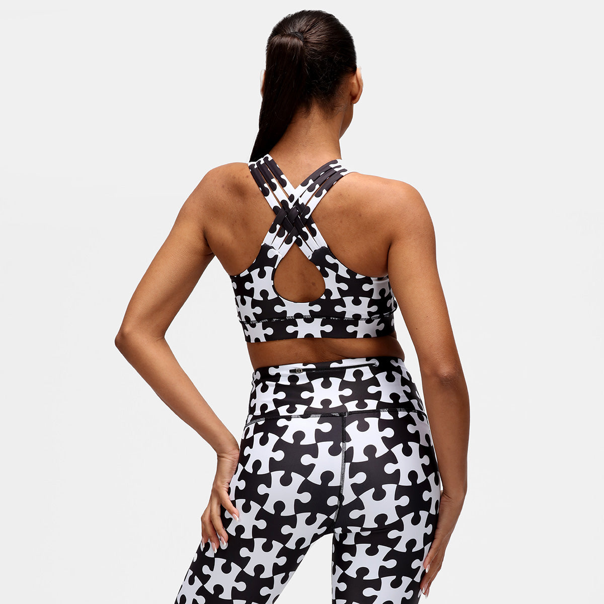 Monochrome Jigsaw Cross Back Bra