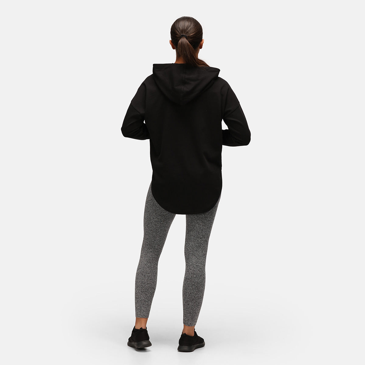 TKB Black Curved Hem Hoodie