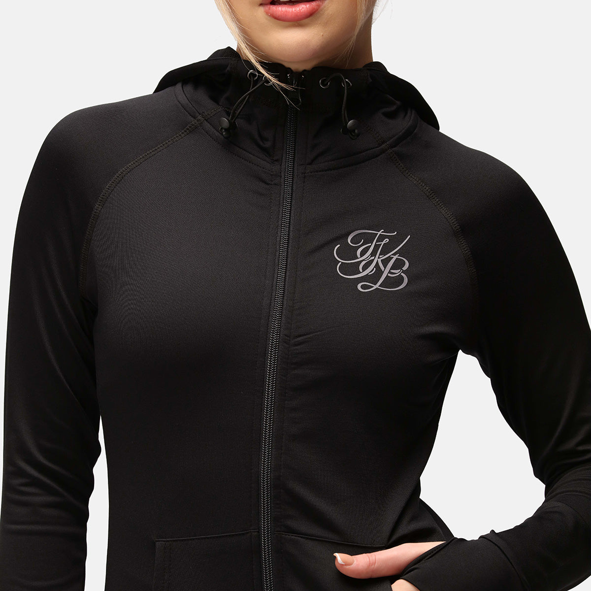 TKB Ladies Jet Black Zipped Hoodie