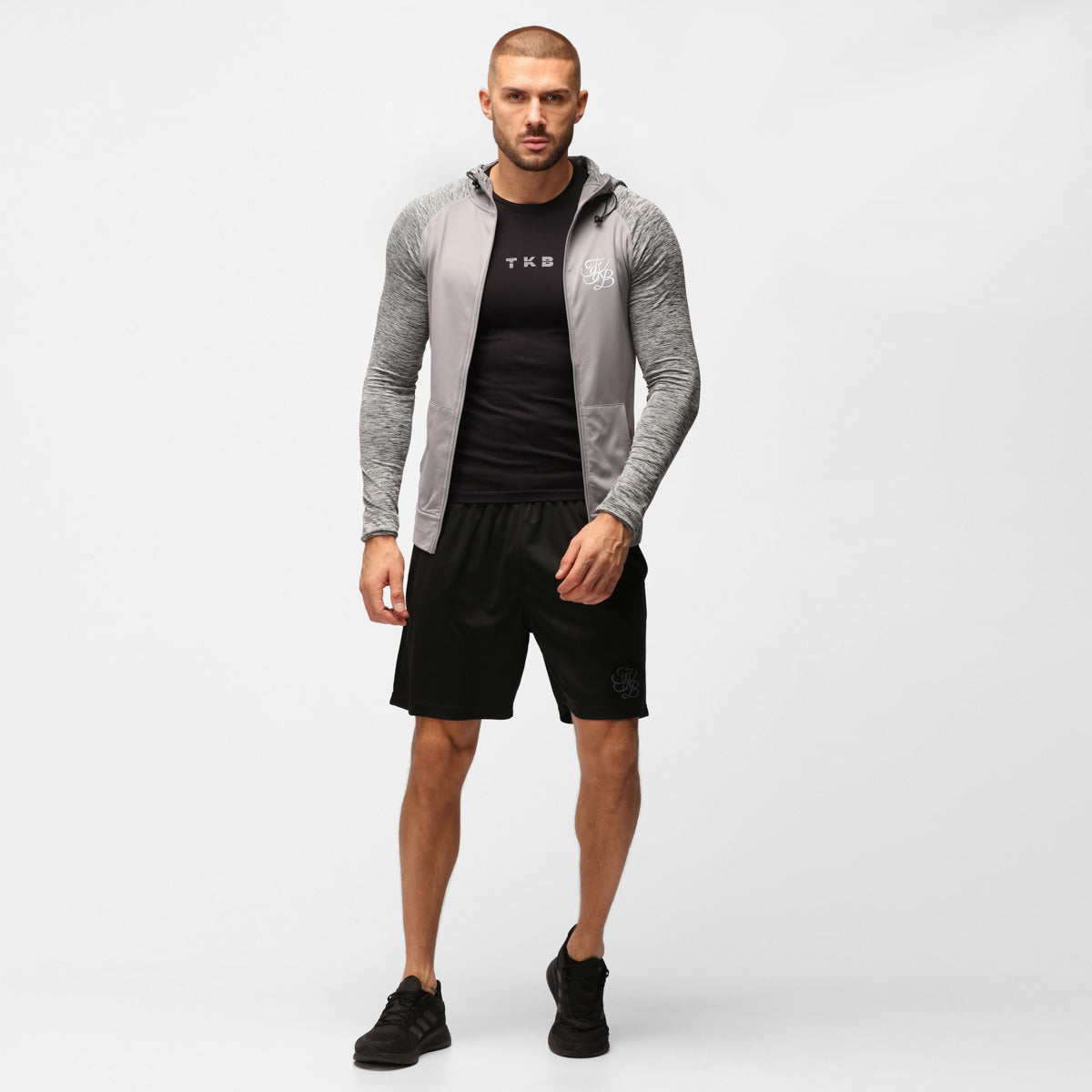 TKB Man Grey Melange Zipped Hoodie