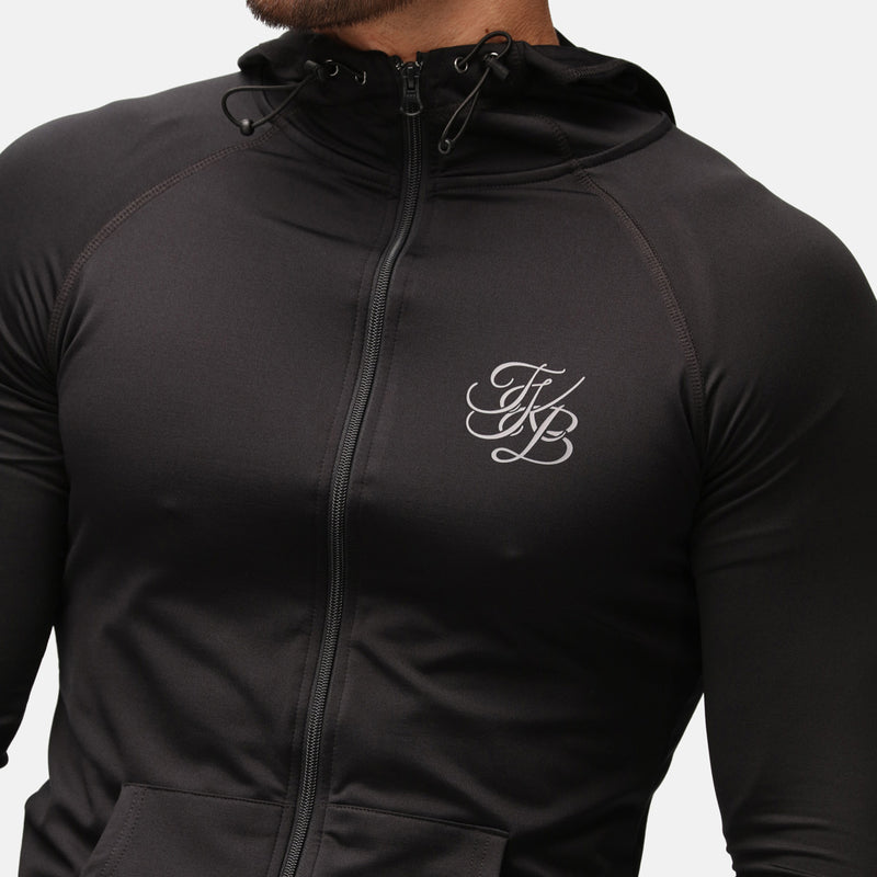 TKB Man Jet Black Zipped Hoodie