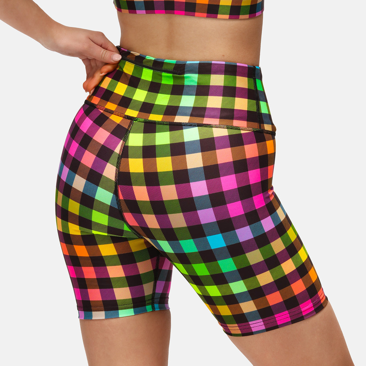 Gingham Glow  Running Shorts