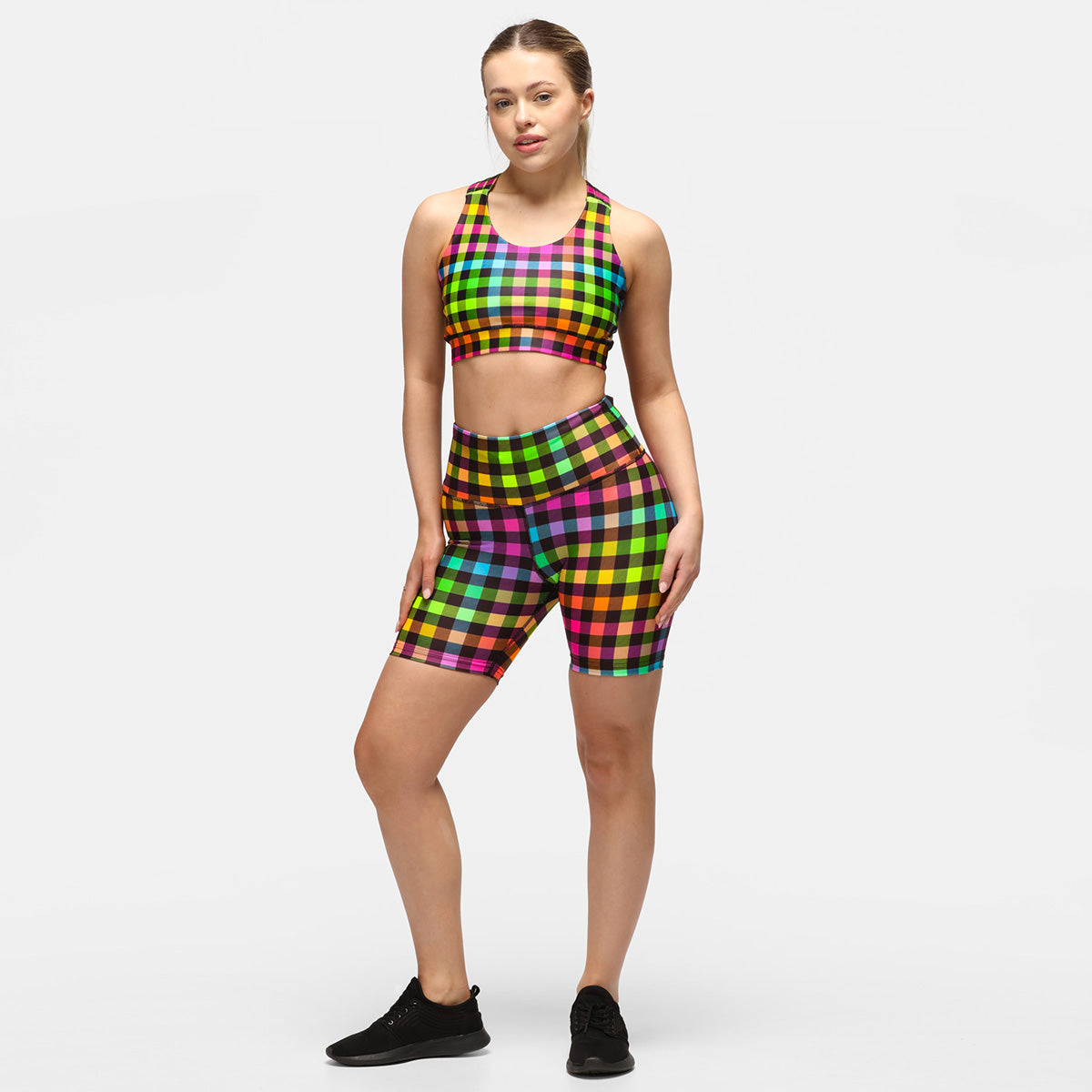 Gingham Glow  Running Shorts