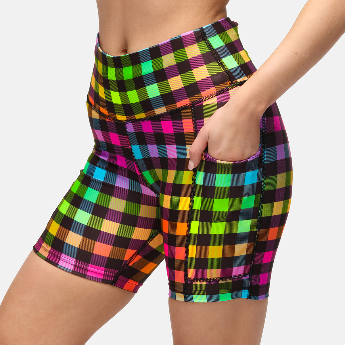 Gingham Glow  Running Shorts