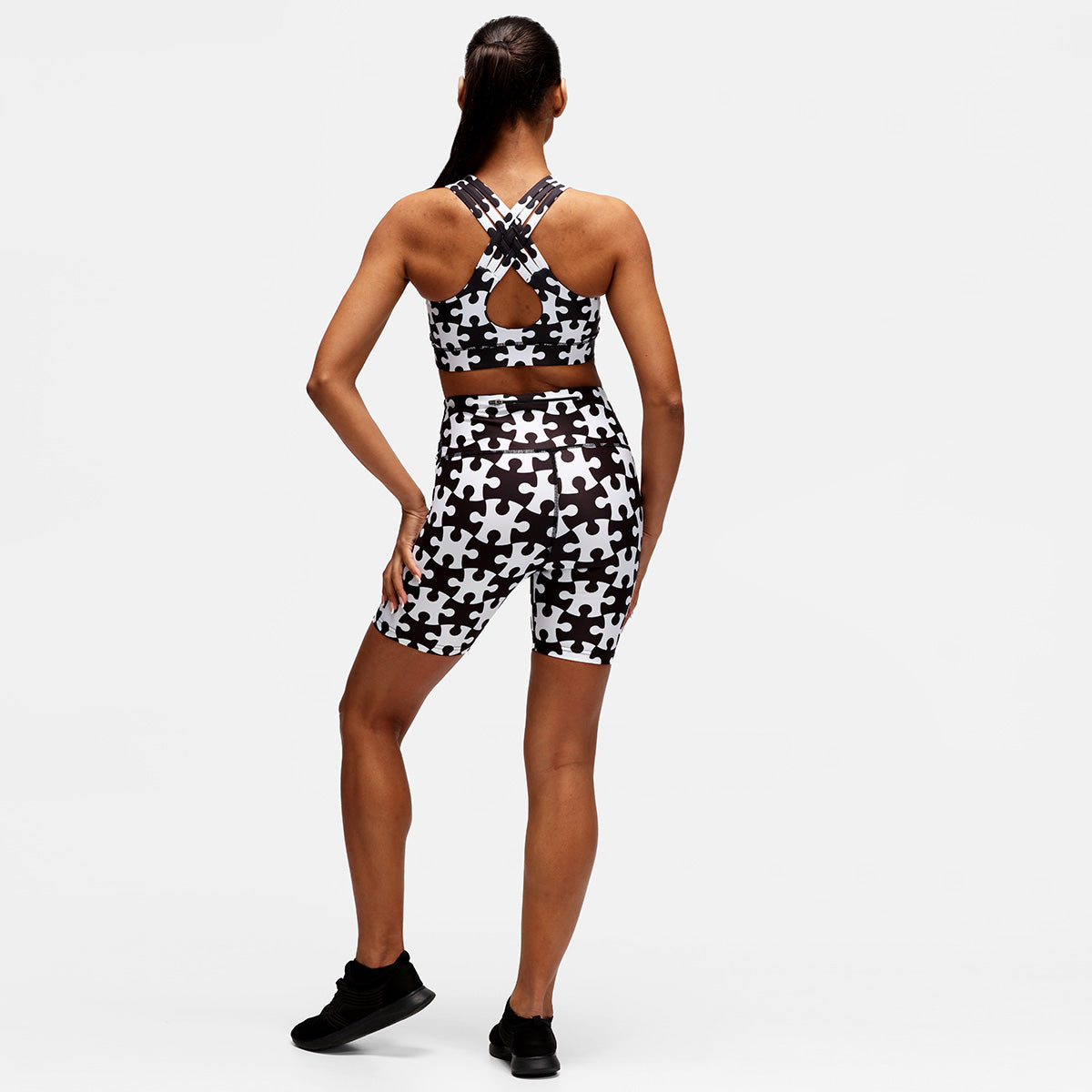 Monochrome Jigsaw Running Shorts