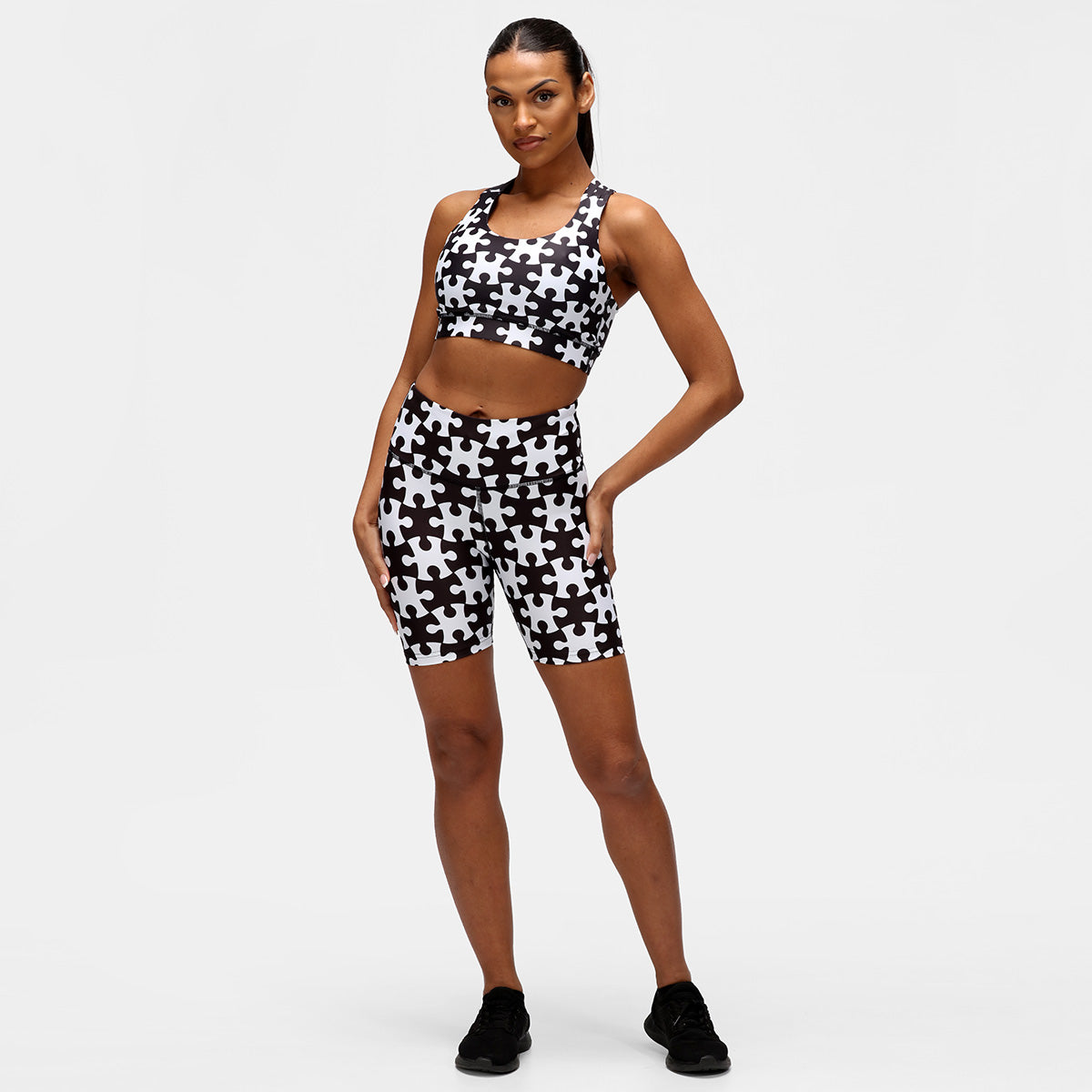 Monochrome Jigsaw Running Shorts