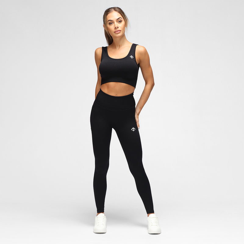 Black Ribbed Seamless Leggings