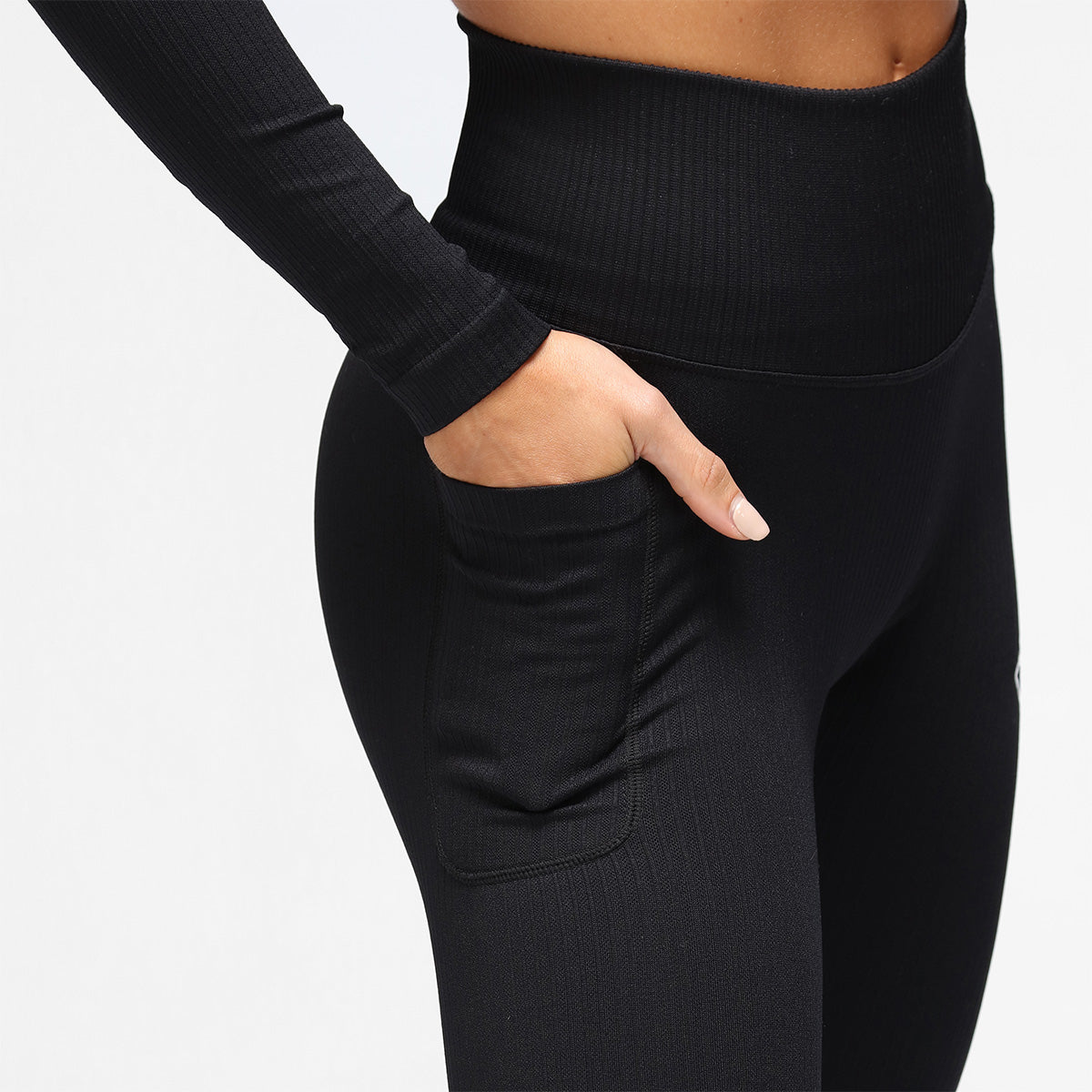 Black Ribbed Seamless Leggings